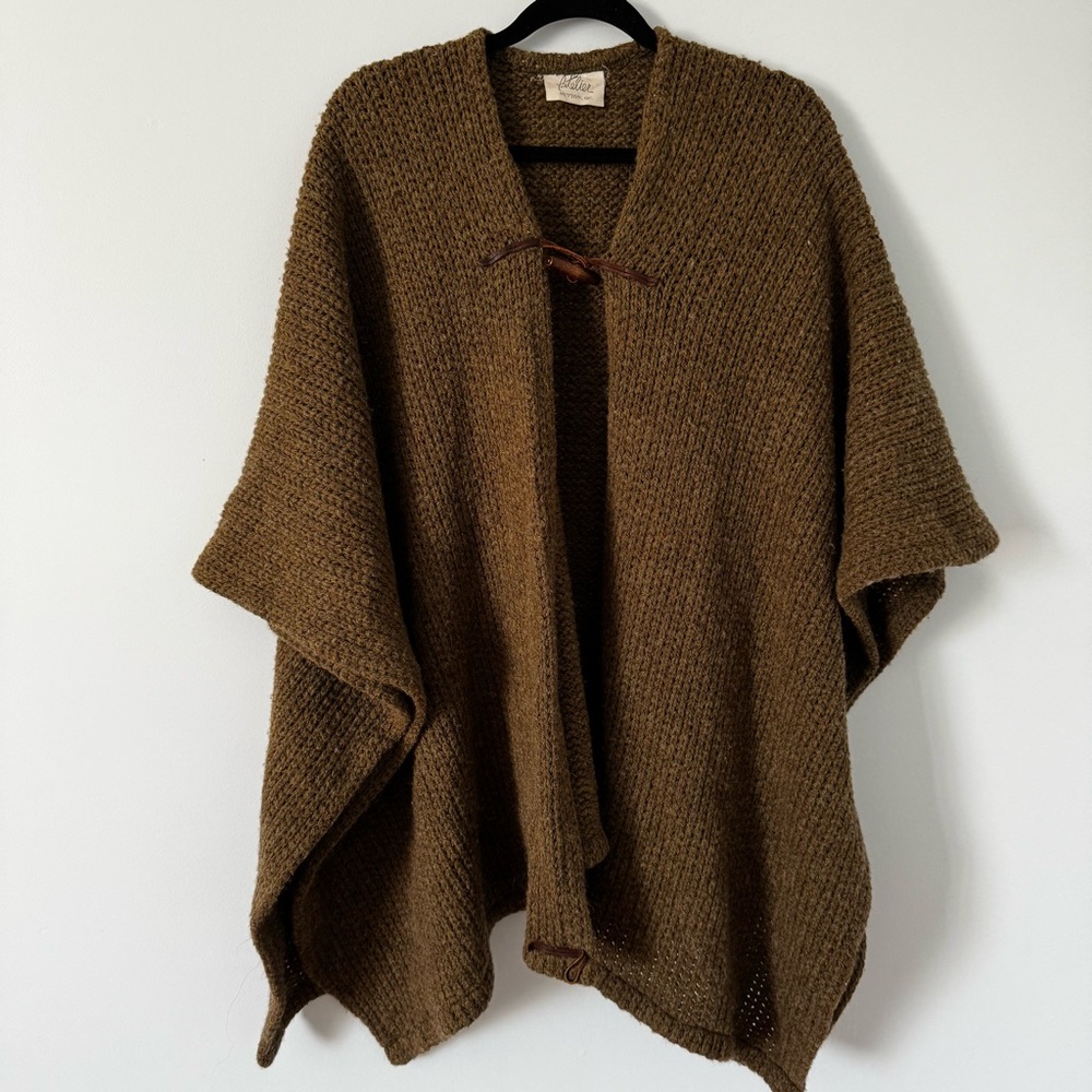 Cozy wool Brown Knit Poncho Shrug